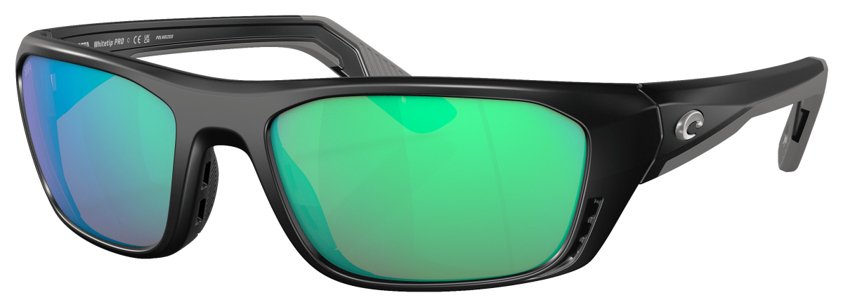 Costa Del Mar Whitetip Pro 580G Glass Polarized Sunglasses - Matte Black/Green Mirror