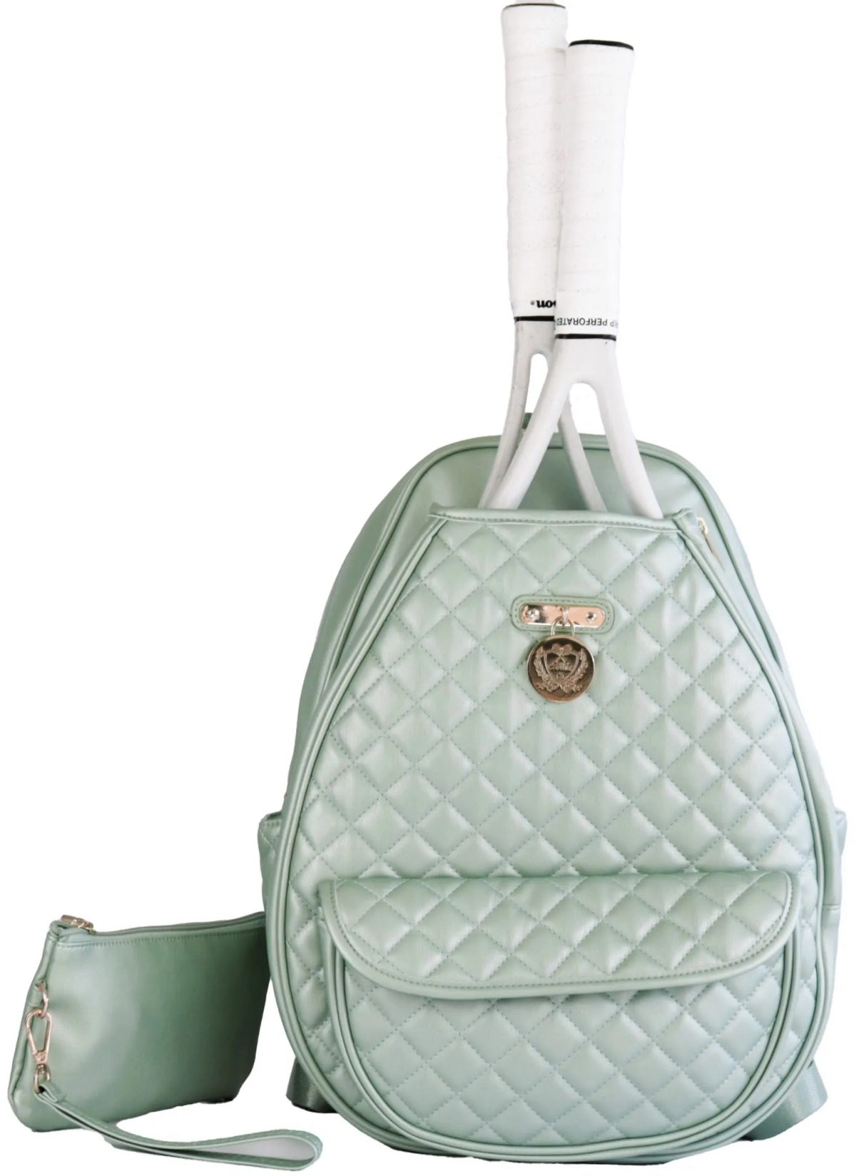 Court Couture Monaco Quilted Argyle Tennis & Pickleball Backpack Sling Bag (Seafoam)