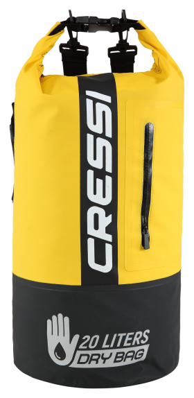 Cressi Waterproof 20L Dry Bag - Black/Yellow