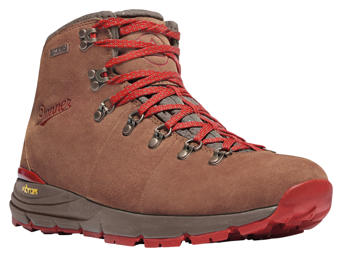 Danner Mountain 600 Suede Waterproof Hiking Boots for Men - Brown/Red - 10.5W