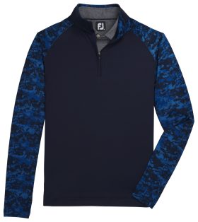 FootJoy Camo Color Block Mid-Layer Men's Golf Pullover - Navy - Blue, Size: Large