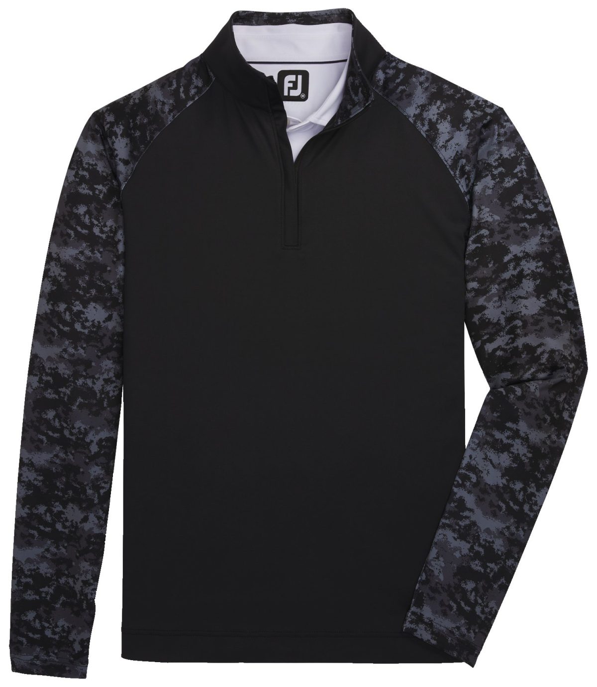 FootJoy Camo Colorblock Mid-Layer Men's Golf Pullover - Black - Black, Size: Large