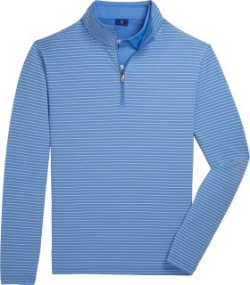 FootJoy French Terry 1/4 Zip Men's Golf Pullover - Lagoon/White - Blue, Size: Large