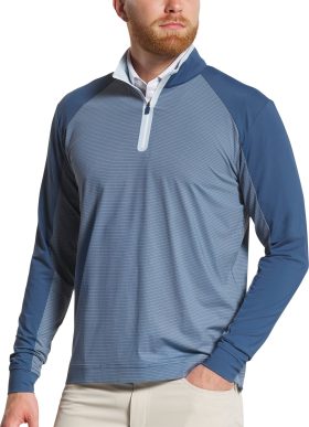 FootJoy TempoSeries Mixed Texture Mid-Layer Men's Golf Pullover - Denim - , Size: Large