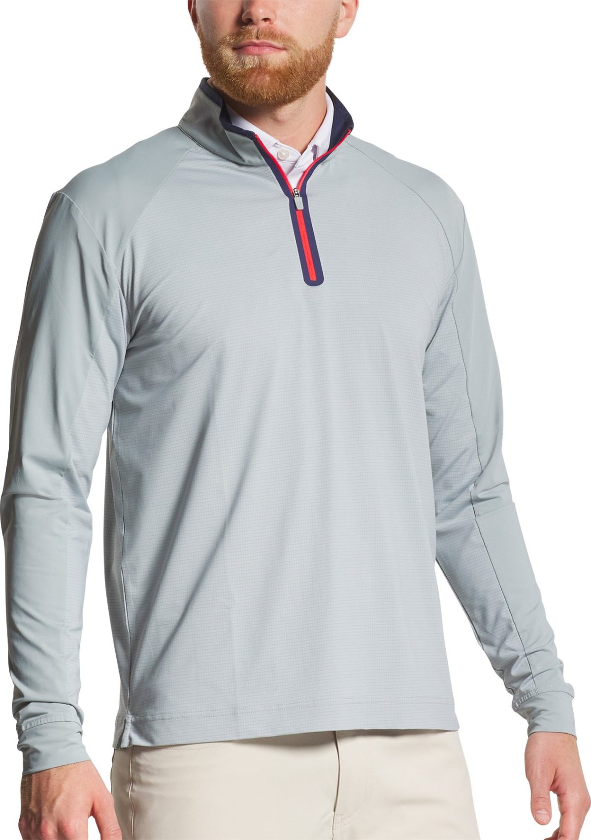 FootJoy TempoSeries Mixed Texture Mid-Layer Men's Golf Pullover - Grey - Grey, Size: Large