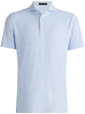 G/FORE Feeder Stripe Tech Pique Modern Spread Collar Men's Golf Polo Shirt - Blue, Size: Large