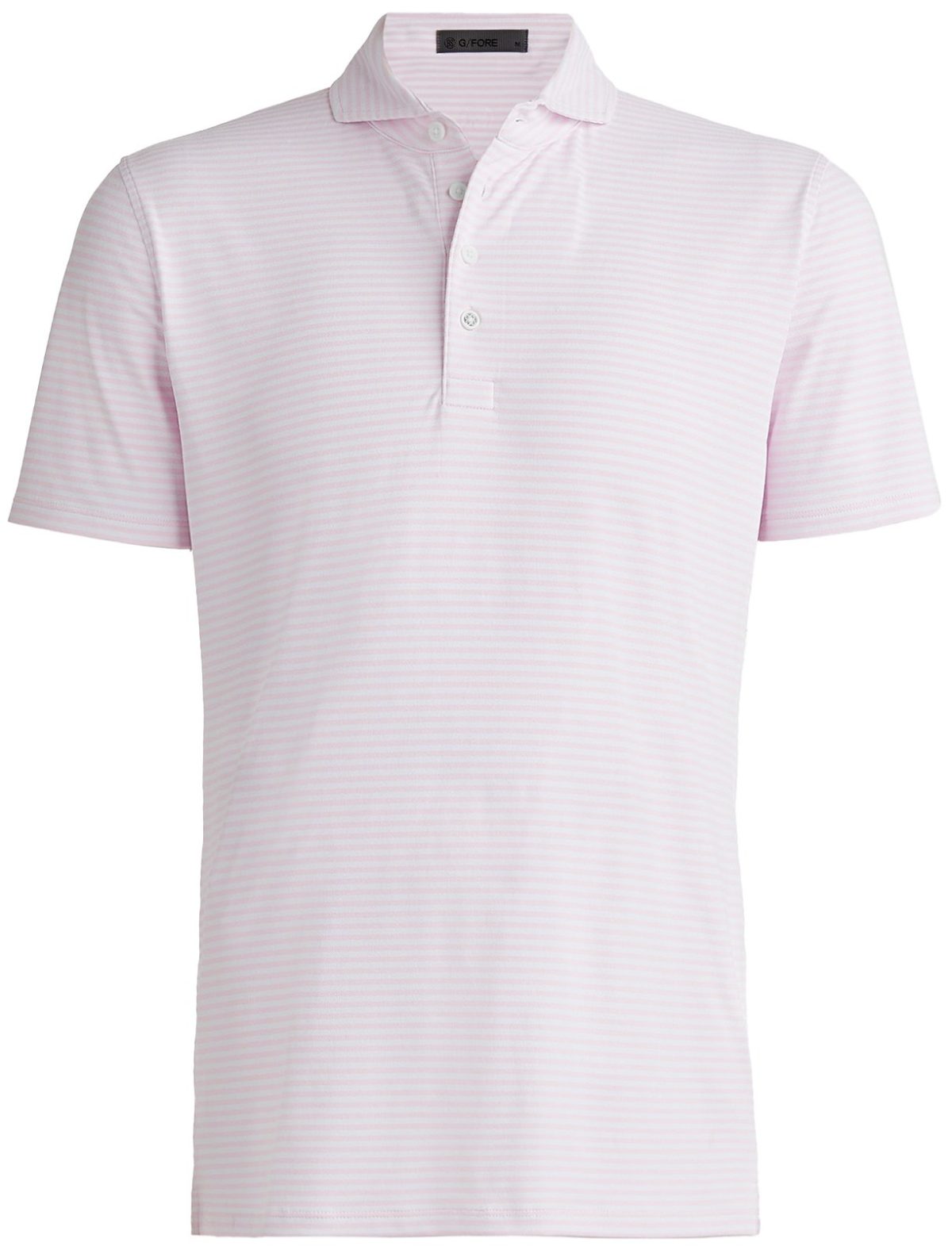 G/FORE Feeder Stripe Tech Pique Modern Spread Collar Men's Golf Polo Shirt - Pink, Size: Medium