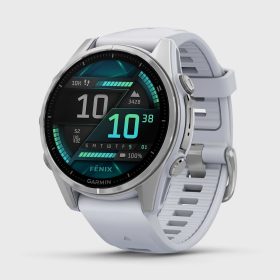 Garmin fenix 8 43mm AMOLED GPS Watch GPS Watches Silver with Whitestone Silicone Band