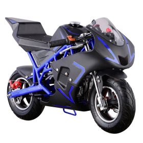 Go-Bowen 40cc 4-Stroke Gas Pocket Bike - Mini Motorcycle - Blue/Black