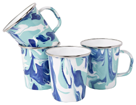 Golden Rabbit Lagoon Enamelware 4-Piece Latte Mug Set