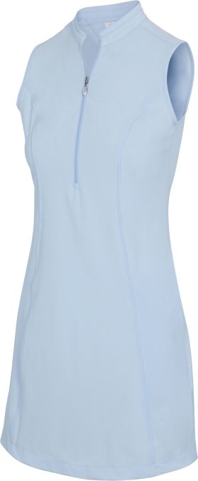 Greg Norman Womens Tech Warp-Knit Sleeveless Zip Golf Dress - Blue, Size: Small