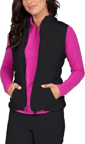 IBKUL Womens Solid Golf Vest - Black, Size: Medium