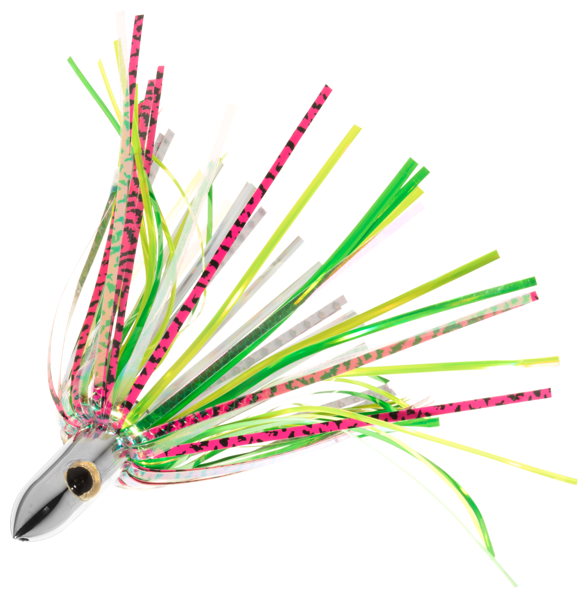 Iland Lures The Ilander All Mylar Skirt Trolling Lure - Chrome Head-Crazy Dolphin