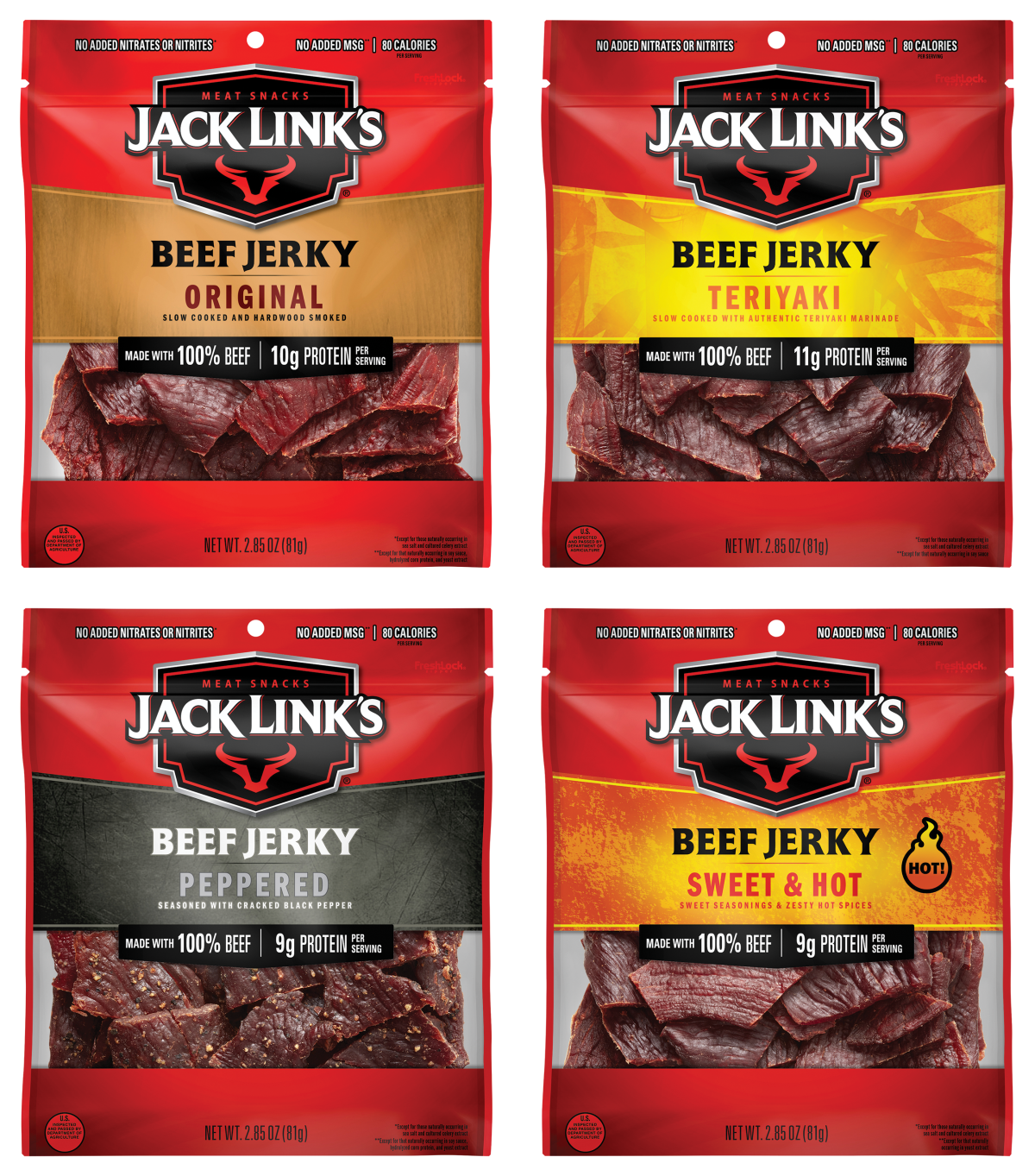 Jack Link's Original, Teriyaki, Peppered, and Sweet and Hot Beef Jerky Combo