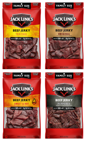 Jack Link's Original, Teriyaki, Peppered, and Sweet and Hot Beef Jerky Combo - 4 Pack/10 oz.