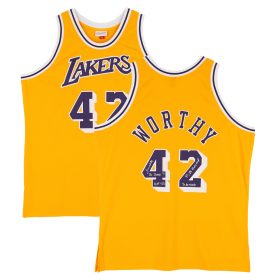 James Worthy Los Angeles Lakers Autographed Mitchell & Ness 1984-85 Gold Authentic Jersey with Multiple Career Inscriptions - Limited Edition of 10