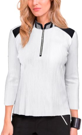 Jamie Sadock Womens Crunch Long Sleeve Golf Top - White, Size: X-Small