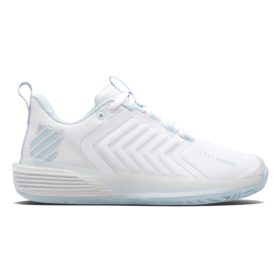 K-Swiss Women's Ultrashot 3 Tennis Shoes (White/Blue Glow)