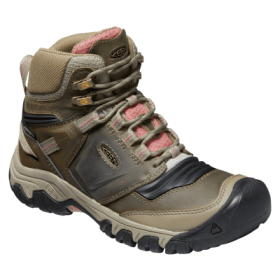 KEEN Ridge Flex Mid Waterproof Hiking Boots for Ladies - Timberwolf/Brick Dust - 7M