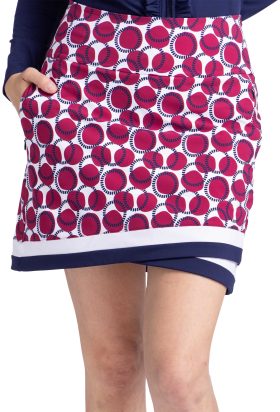 KINONA Womens Free Drop 16 Inch Golf Skort - Red, Size: Large