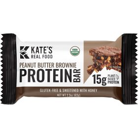 Kate's Real Food Protein Bars - Box of 12 Peanut Butter Brownie, One Size