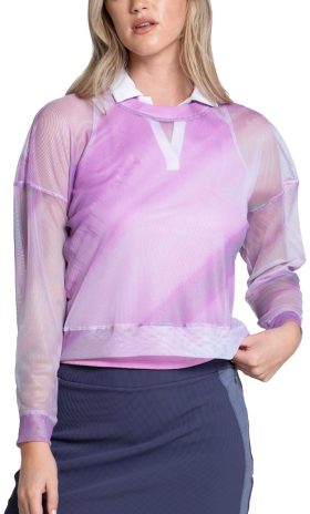 Lucky In Love Womens Mystic Petal Long Sleeve Golf Top - Pink, Size: Large