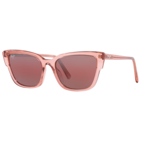 Maui Jim Kou Glass Polarized Sunglasses for Ladies - Translucent Pink/Maui Rose Mirror - X-Large