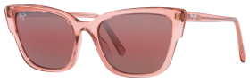 Maui Jim Kou Glass Polarized Sunglasses for Ladies - Translucent Pink/Maui Rose Mirror - X-Large