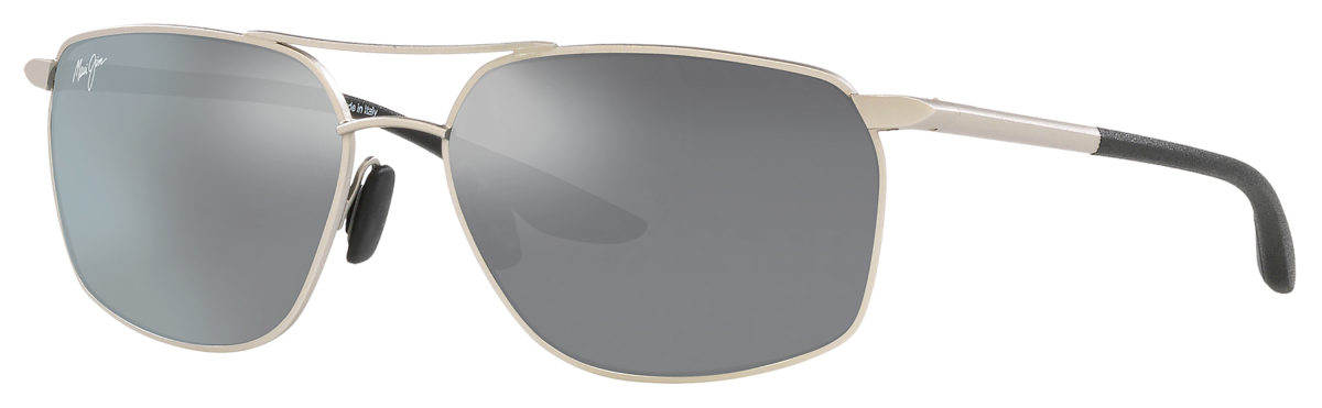 Maui Jim Puu Kukui Glass Polarized Sunglasses - Silver/Gray - X-Large