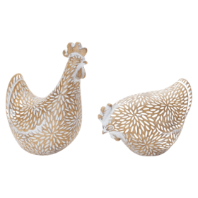 Melrose International Etched Chicken Figurines Set of 2