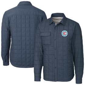 Men's Cutter & Buck Anthracite Chicago Fire Big & Tall Rainier PrimaLoft Eco Insulated Full-Snap Quilted Shirt Jacket