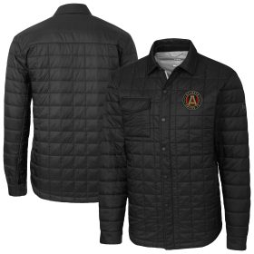 Men's Cutter & Buck Black Atlanta United FC Big & Tall Rainier PrimaLoft Eco Insulated Full-Snap Quilted Shirt Jacket