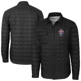 Men's Cutter & Buck Black Colorado Rapids Big & Tall Rainier PrimaLoft Eco Insulated Full-Snap Quilted Shirt Jacket