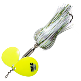 Musky Mayhem Tackle Micro Double Cowgirl Spinner - 3/4 oz. - White/Chartreuse