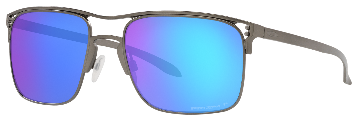 Oakley Holbrook TI OO6048 Prizm Grey Polarized Sunglasses - Matte Gunmetal/Prizm Sapphire - Large