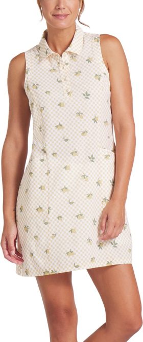 PUMA Womens Lemons Woven Sleeveless Golf Dress - Yellow, Size: Large