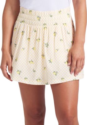 PUMA Womens Sandy Printed Golf Skirt - Yellow, Size: Large