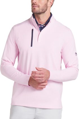 PUMA x AP CLOUDSPUN Tech Quarter-Zip Men's Golf Pullover - Arnold Palmer Collection - Pink, Size: Large