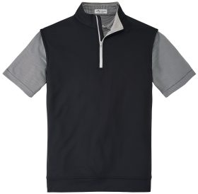 Peter Millar Galway Stretch Loop Terry Quarter-Zip Men's Golf Vest - Black, Size: Large