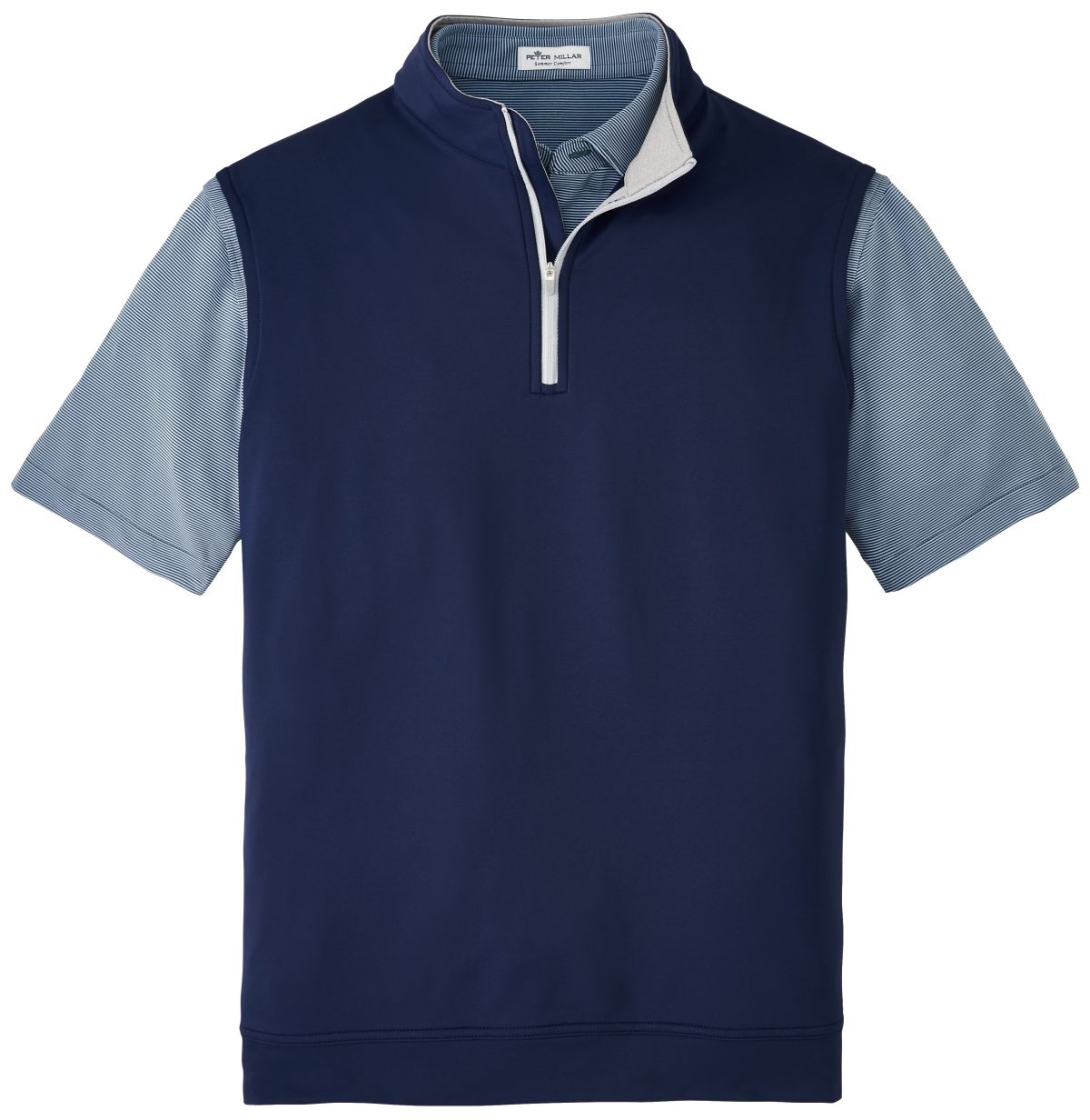 Peter Millar Galway Stretch Loop Terry Quarter-Zip Men's Golf Vest - Blue, Size: Large