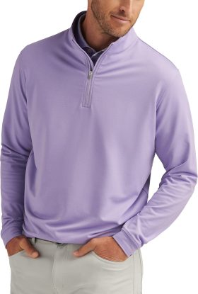 Peter Millar Perth Melange Performance Quarter Zip Men's Golf Pullover 2025 - Purple, Size: Large