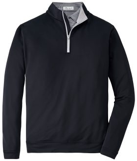 Peter Millar Perth Performance Quarter-Zip Men's Golf Pullover - Black, Size: Large