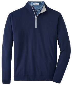 Peter Millar Perth Performance Quarter-Zip Men's Golf Pullover - Blue, Size: Large