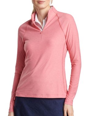 Peter Millar Womens Melange Raglan-Sleeve Perth Layer Golf Pullover - Pink, Size: Large