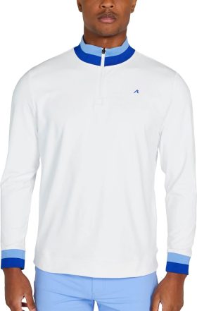 REDVANLY Dunham Quarter Zip Men's Golf Pullover - White, Size: Medium