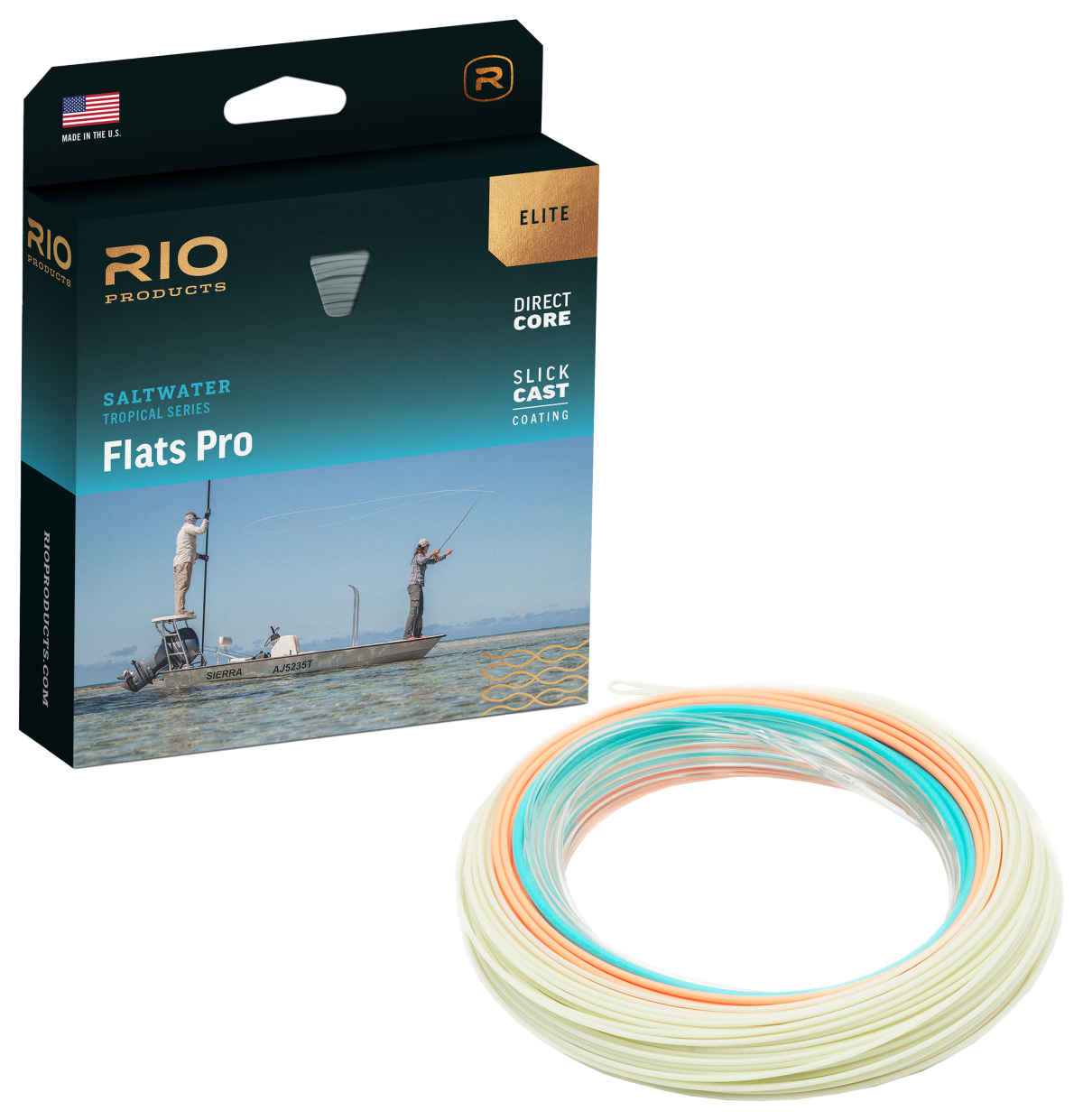 RIO Elite Flats Pro 15' Clear-Tip Fly Line - Clear/Aqua/Orange/Sand - 10