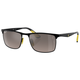 Ray-Ban RB3726M Scuderia Ferrari Collection Chromance Polarized Sunglasses - Matte Black on Black/Gray Chromance