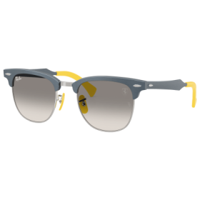 Ray-Ban RB3807M Scuderia Ferrari Collection Glass Sunglasses - Brushed Blue On Silver/Yellow/Clear/Gray Gradient - Large