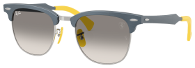 Ray-Ban RB3807M Scuderia Ferrari Collection Glass Sunglasses - Brushed Blue On Silver/Yellow/Clear/Gray Gradient - Large