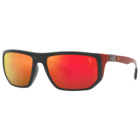 Ray-Ban RB8361M Scuderia Ferrari Collection Mirror Sunglasses - Matte Black/Orange Mirror - X-Large